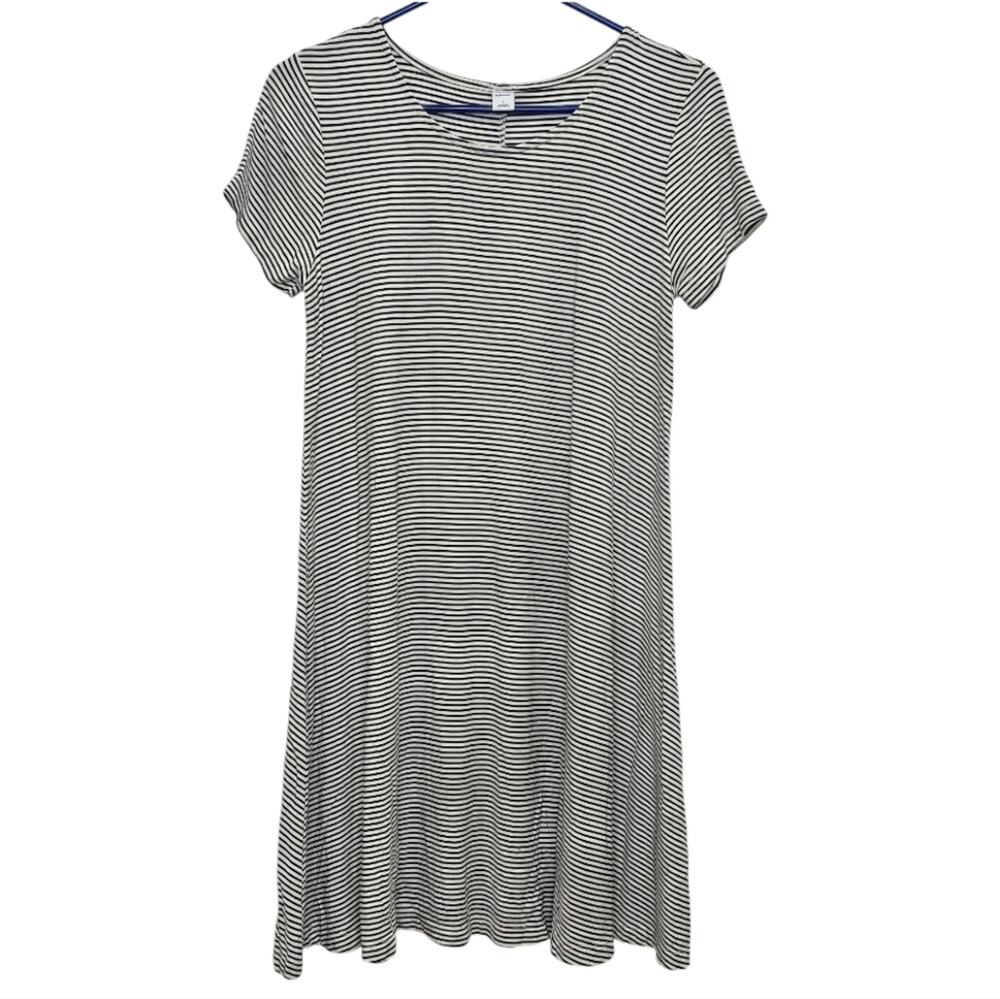 Old Navy Black and White Striped Knit Swing Dress Small